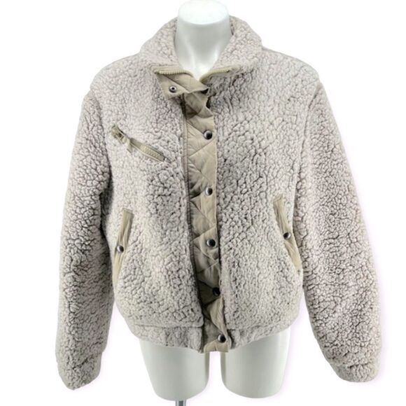 BLANKNYC Women’s Some Life Gray Faux Sherpa Full Zip Teddy Jacket Large - Picture 1 of 16